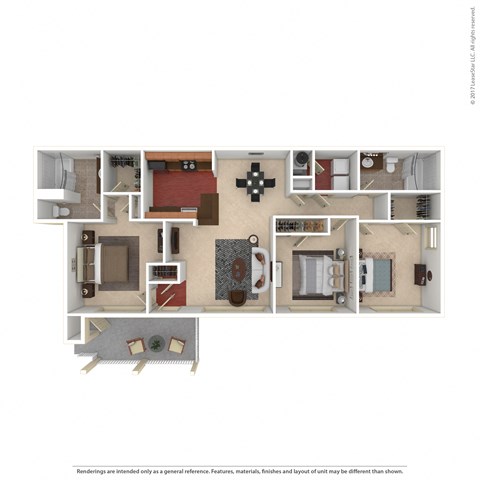 Floor plan for 3 beds, 2 baths, 1461 sqft